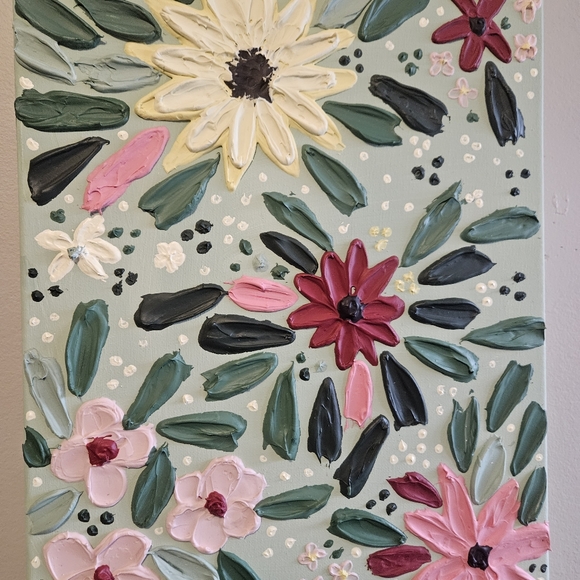 Textured hand made floral painting - Picture 2 of 10